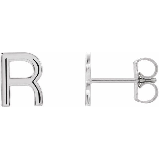 Sterling Silver Single Initial R Earring 1