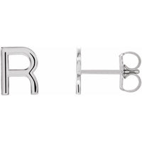 Sterling Silver Single Initial R Earring 1