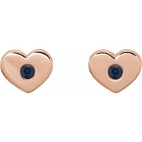 14K Rose Blue Sapphire Heart Earrings 2