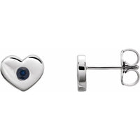 Platinum Lab-Grown Blue Sapphire Heart Earrings 1