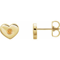 14K Yellow Citrine Heart Earrings 1