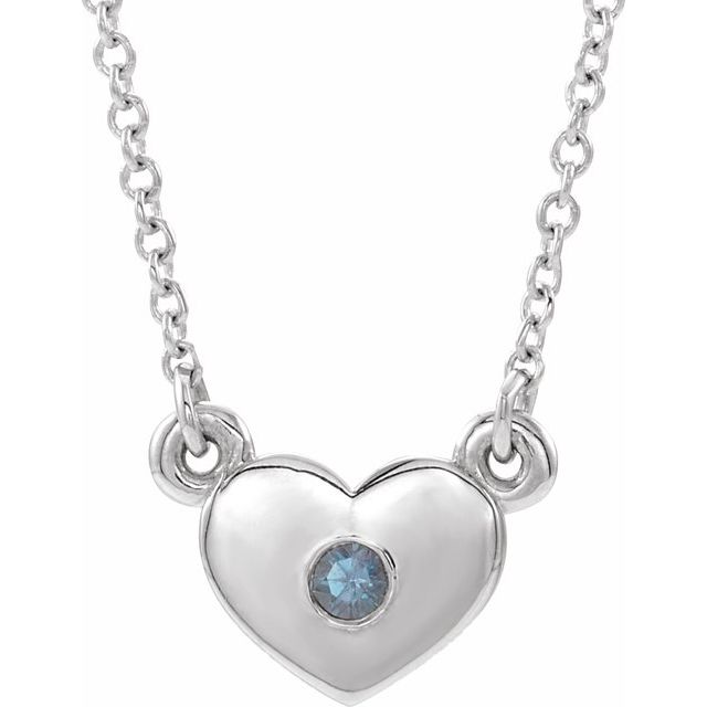 Sterling Silver Alexandrite Heart 16" Necklace 1