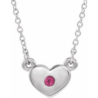 Sterling Silver Pink Tourmaline Heart 16" Necklace 1