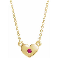 14K Yellow Ruby Heart 16" Necklace 1