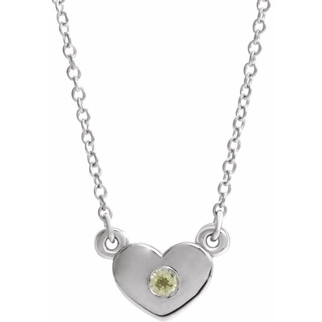 Sterling Silver Peridot Heart 16" Necklace 1