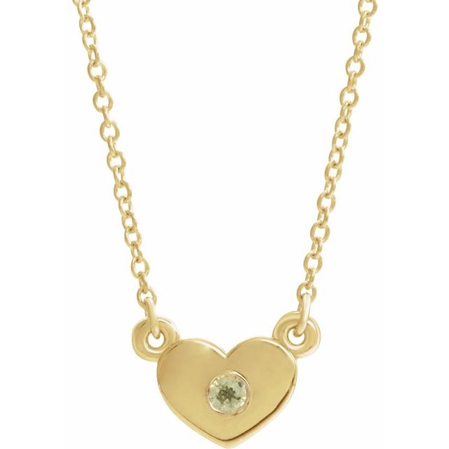 14K Yellow Peridot Heart 16" Necklace 1