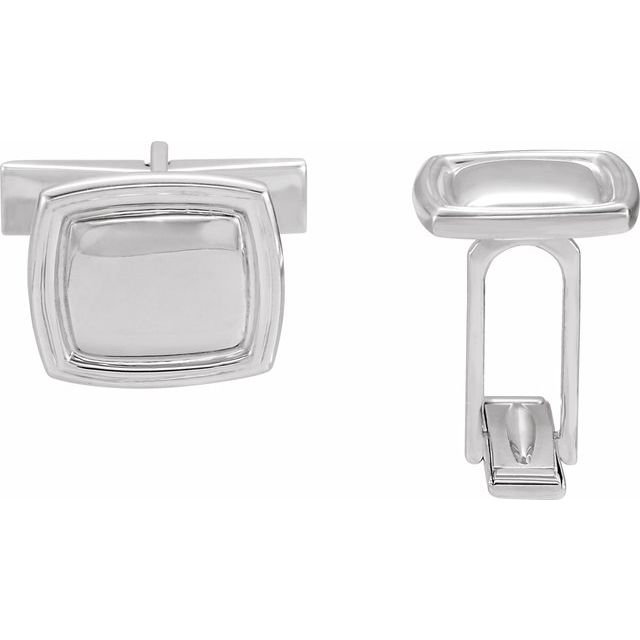 Sterling Silver 14x16 mm Square Cuff Links 1