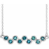 14K White Aquamarine Bezel-Set Bar 16-18" Necklace 1