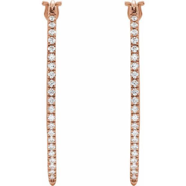 14K Rose 1/2 CTW Diamond Hoop Earrings 2