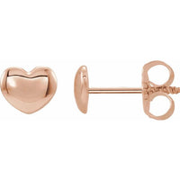 14K Rose 5.9x5.4 mm Youth Puffed Heart Earrings 1