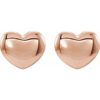 14K Rose 5.9x5.4 mm Youth Puffed Heart Earrings 2