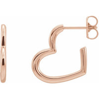 14K Rose Heart Hoop Earrings 1