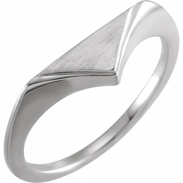 14K White 11.5x6 mm Geometric Signet Ring 1