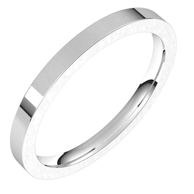 Platinum 2 mm Flat Comfort Fit Wedding Band 1