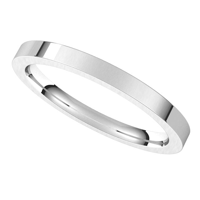 Platinum 2 mm Flat Comfort Fit Wedding Band 5