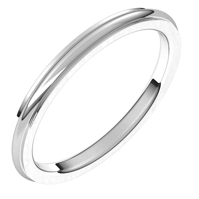 14K White Gold 2 mm Half Round Edge Comfort Fit Wedding Band 1