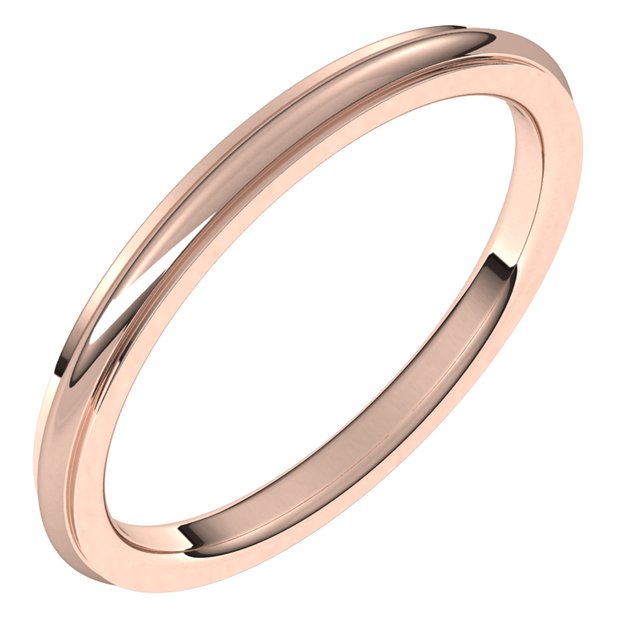 14K Rose Gold 2 mm Half Round Edge Comfort Fit Wedding Band 1