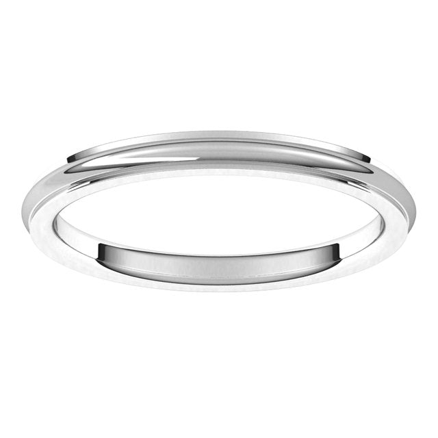 14K White Gold 2 mm Half Round Edge Comfort Fit Wedding Band 3