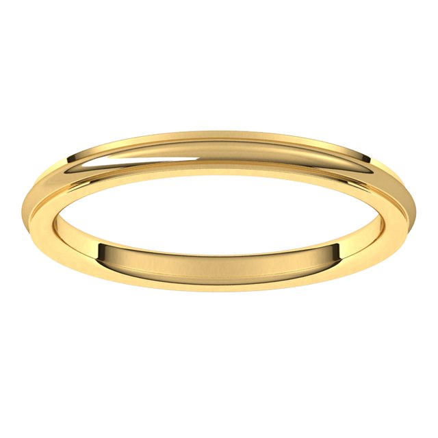 14K Yellow Gold 2 mm Half Round Edge Comfort Fit Wedding Band 3