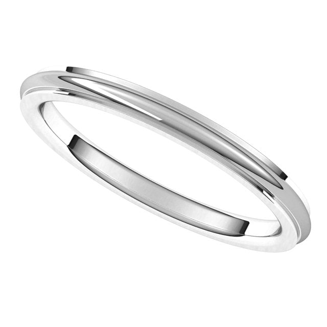 18K White Gold 2 mm Half Round Edge Comfort Fit Wedding Band 5