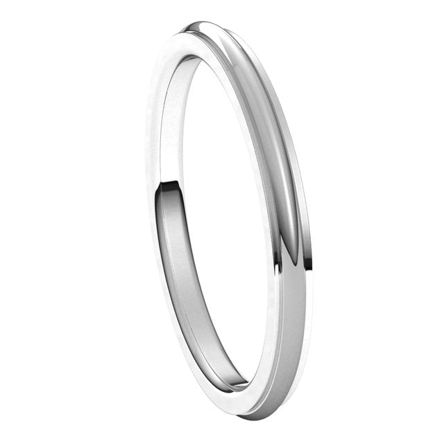 18K White Gold 2 mm Half Round Edge Comfort Fit Wedding Band 6