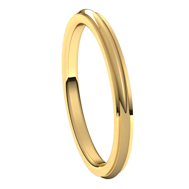 14K Yellow Gold 2 mm Half Round Edge Comfort Fit Wedding Band 6