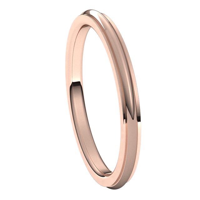 14K Rose Gold 2 mm Half Round Edge Comfort Fit Wedding Band 6