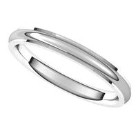 Platinum 2.5 mm Half Round Edge Comfort Fit Wedding Band 5