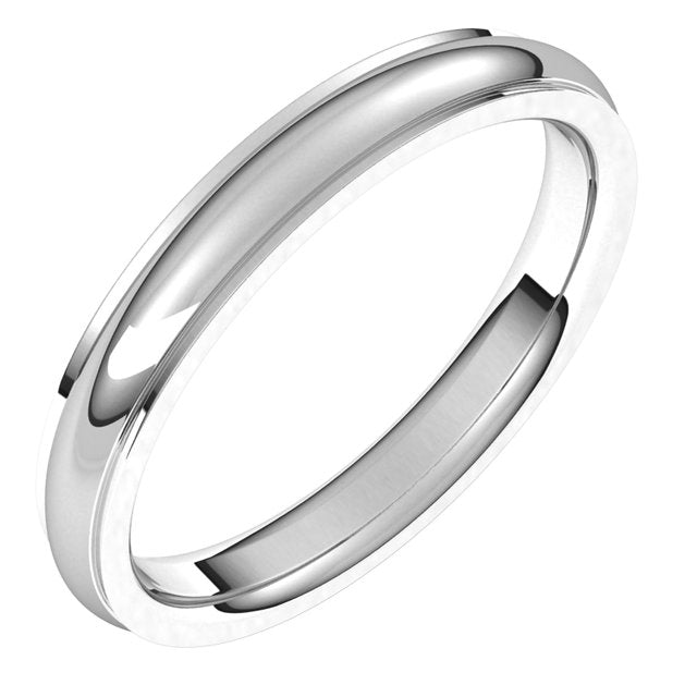 Platinum 3 mm Half Round Edge Comfort Fit Wedding Band 1