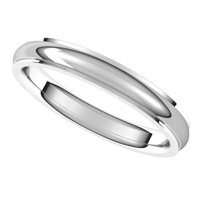 Platinum 3 mm Half Round Edge Comfort Fit Wedding Band 5