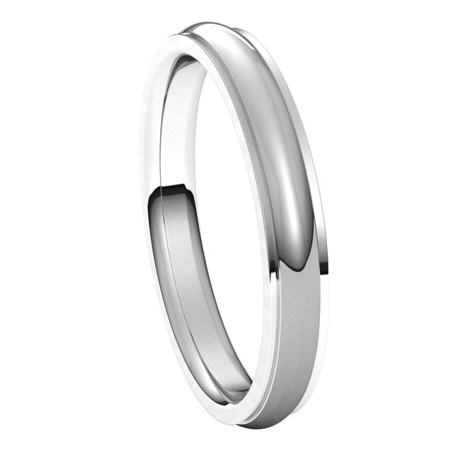 14K White Gold 3 mm Half Round Edge Comfort Fit Wedding Band 6