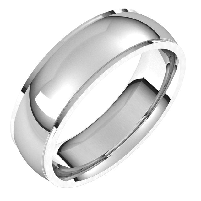 10K White Gold 6 mm Half Round Edge Comfort Fit Wedding Band 1