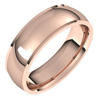 18K Rose Gold 6 mm Half Round Edge Comfort Fit Wedding Band 1