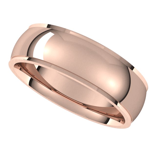 18K Rose Gold 6 mm Half Round Edge Comfort Fit Wedding Band 5