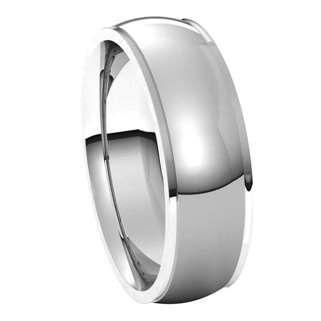 10K White Gold 6 mm Half Round Edge Comfort Fit Wedding Band 6