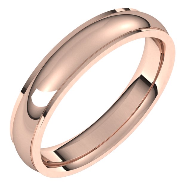 10K Rose Gold 4 mm Half Round Edge Comfort Fit Wedding Band 1