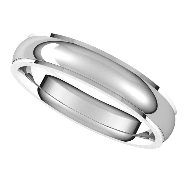 10K White Gold 4 mm Half Round Edge Comfort Fit Wedding Band 5