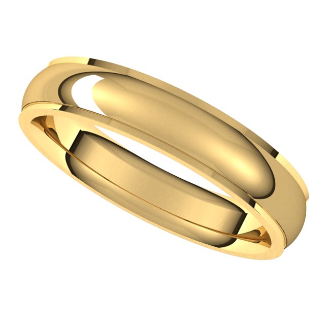 18K Yellow Gold 4 mm Half Round Edge Comfort Fit Wedding Band 5