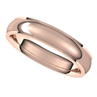 10K Rose Gold 4 mm Half Round Edge Comfort Fit Wedding Band 5