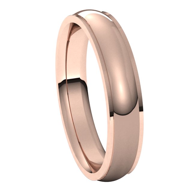 10K Rose Gold 4 mm Half Round Edge Comfort Fit Wedding Band 6