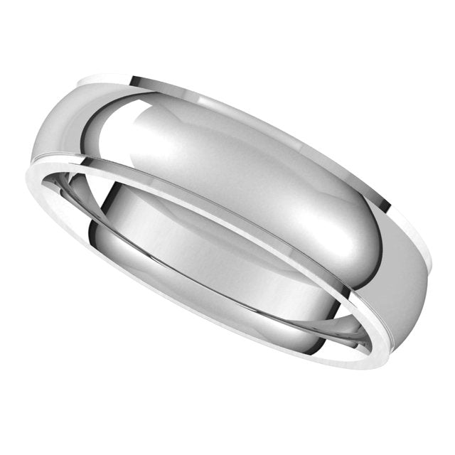 18K White Gold 5 mm Half Round Edge Comfort Fit Wedding Band 5