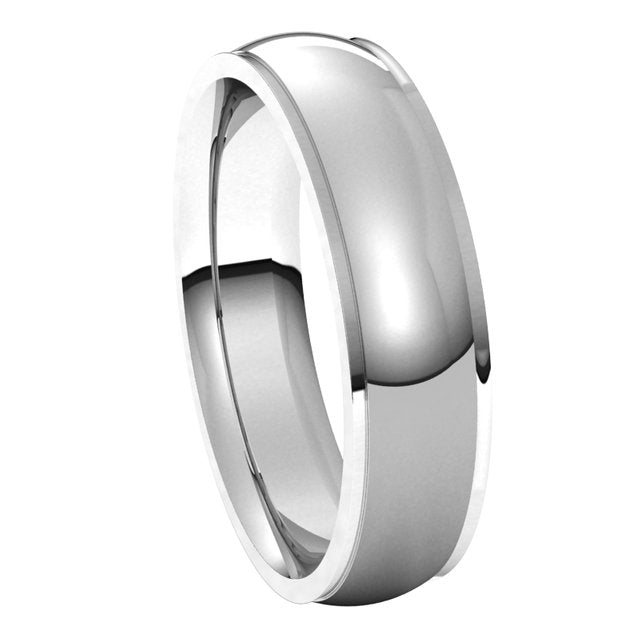 18K White Gold 5 mm Half Round Edge Comfort Fit Wedding Band 6