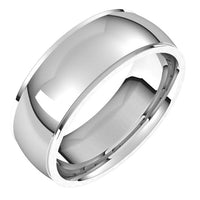 10K White Gold 7 mm Half Round Edge Comfort Fit Wedding Band 1