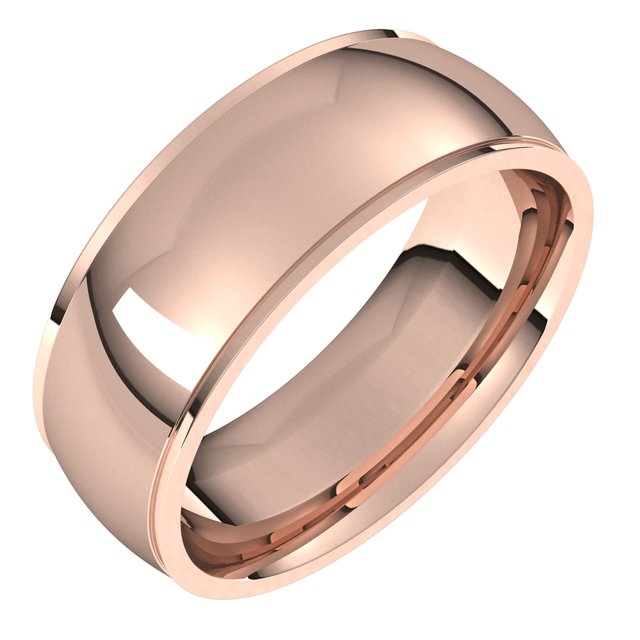 18K Rose Gold 7 mm Half Round Edge Comfort Fit Wedding Band 1