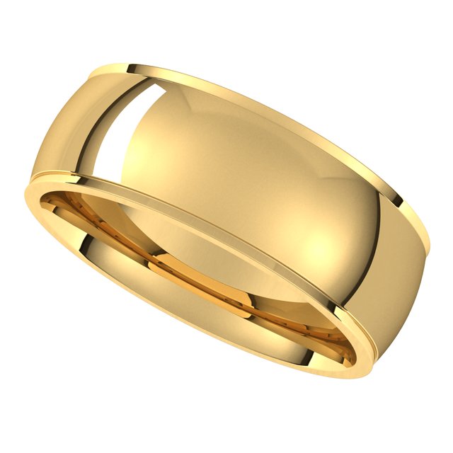 14K Yellow Gold 7 mm Half Round Edge Comfort Fit Wedding Band 5