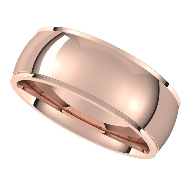 18K Rose Gold 7 mm Half Round Edge Comfort Fit Wedding Band 5