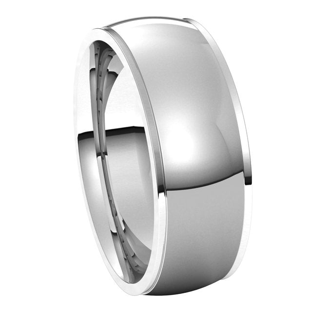 10K White Gold 7 mm Half Round Edge Comfort Fit Wedding Band 6