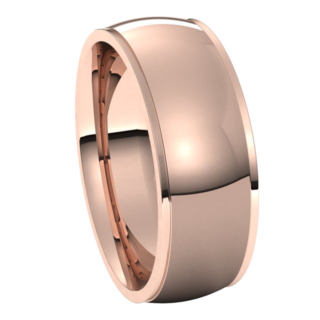 18K Rose Gold 7 mm Half Round Edge Comfort Fit Wedding Band 6