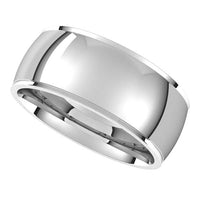 18K White Gold 8 mm Half Round Edge Comfort Fit Wedding Band 5