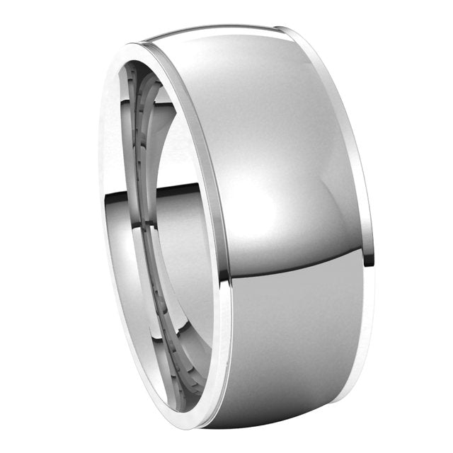 18K White Gold 8 mm Half Round Edge Comfort Fit Wedding Band 6